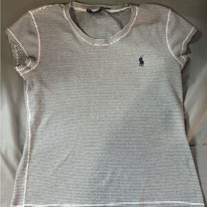 Polo by Ralph Lauren White/Navy Fitted Cap Sleeve Tee